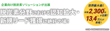 企業向け脱炭素ソリューションが出展　脱炭素分野における認知拡大・ 新規リード獲得に絶好の場！
